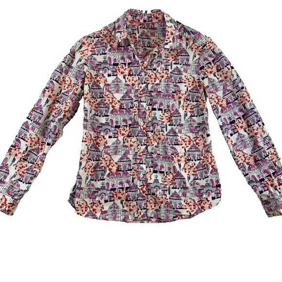 Boden Sienna Button Up Shirt Sz 4 All Over Print Botanical Greenhouse Unique - Picture 2 of 9